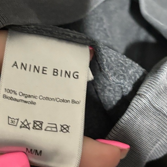 Anine Bing Charcoal Gray Tiger Graphic Sweatshirt with Blue Logo - Picture 4 of 6